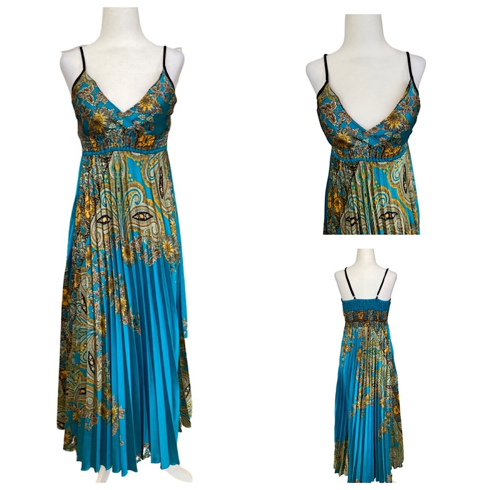 Summer Maxi Pleated Spaghetti Strap Dress.  Size: Small